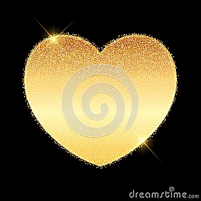 Glittery gold Valentines Day heart background Vector Illustration