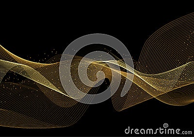 Glittery gold waves background Vector Illustration