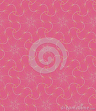 Golden dotted glittery floral seamless pattern design over pink background. luxury and celebration background Vector Illustration