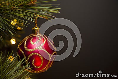 Glittery red and gold christmas tree ornament Stock Photo