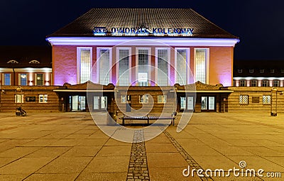 Gliwice railway station in the evening. Editorial Stock Photo