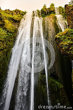 Gljufrabui waterfall & x28;Iceland& x29; hidden in cave. Stock Photo