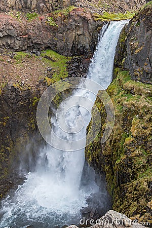 Gljufurarfoss waterfall in Gljufura river in Vopnafjordur in Iceland Stock Photo