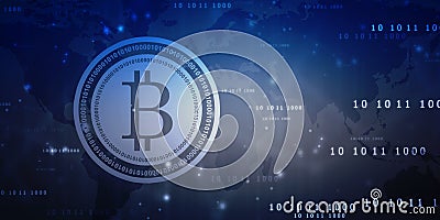 Global Abstract Bitcoin Crypto Currency Blockchain Technology World Map Editorial Stock Photo