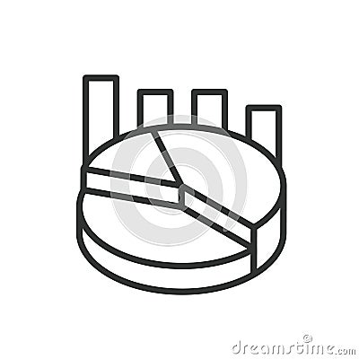 Global analysis, icon in line design. Global, analysis, world, data, insights, research, map on white background vector Vector Illustration