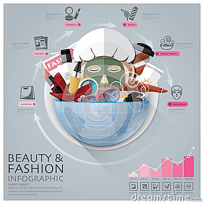 Global Beauty And Fashion Infographic With Round Circle Vegetable Vitamin Diagram Vector Illustration