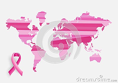 Global Breast cancer awareness concept illustratio Vector Illustration