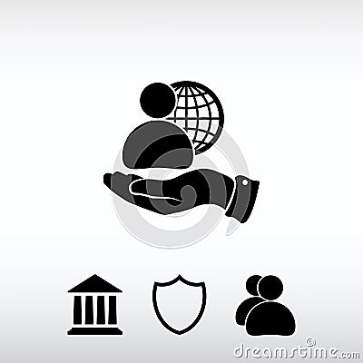 Global business, business man icon, vector illustration. Flat de Vector Illustration