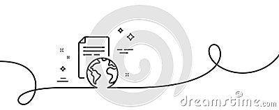 Global business documents line icon. Translation service sign. Continuous line with curl. Vector Vector Illustration