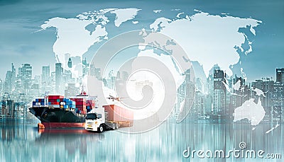 Global business logistics import export background and container cargo freight ship Stock Photo