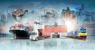 Global business logistics import export background and container cargo freight ship Stock Photo