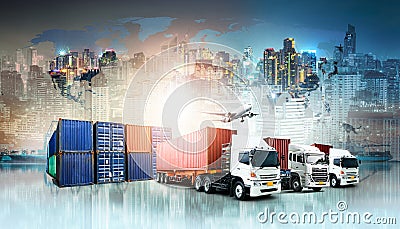 Global business logistics import export background and container cargo freight ship Stock Photo