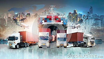 Global business logistics import export background and container cargo freight ship Stock Photo