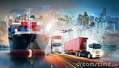 Global business logistics import export background and container cargo freight ship Stock Photo