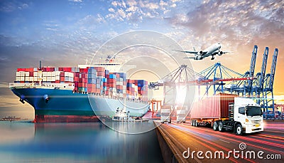 Global business logistics import export background and container cargo freight ship Stock Photo