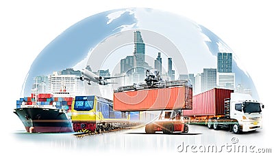 Global business logistics import export on white background Stock Photo