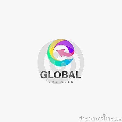 Global business logo icon vector design, Awesome gradient logo icon vector design, G latter flat icon design, business logo, compa Stock Photo