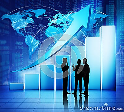 Global Business Meeting Financial Data Growth Concept Stock Photo