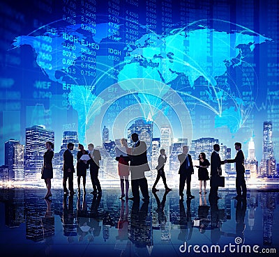 Global Business People Stock Exchange Finance City Concept Stock Photo