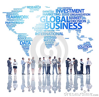 The Global Business Team with World Map Stock Photo