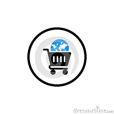 Global, cart, shopping, e-commerce, basket icon Vector Illustration