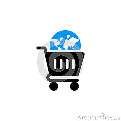 Global, cart, shopping, e-commerce, basket icon Vector Illustration