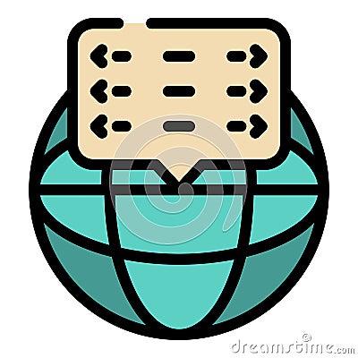 Global coding icon color outline vector Vector Illustration