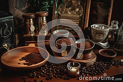 A global, coffee culture exploration, showcasing a variety of traditional coffee preparations and rituals from around the world. Stock Photo