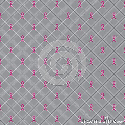 Global collaboration breast cancer awareness concept illustration. Seamless pattern background made of ribbon symbols. Breast Can Vector Illustration