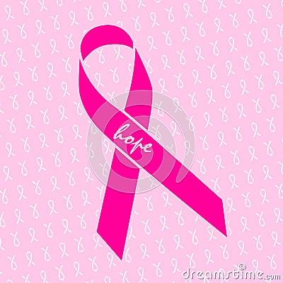 Global collaboration breast cancer awareness concept illustration. Seamless pattern background made of ribbon symbols. Breast Can Vector Illustration