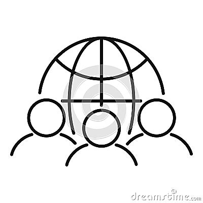 Global collaboration icon, outline style Vector Illustration