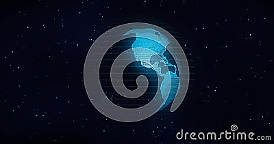 Global Communication Concept, The Earth Rotating With Node The Blue Marble. Earth Rotating Animation Social Future Stock Photo