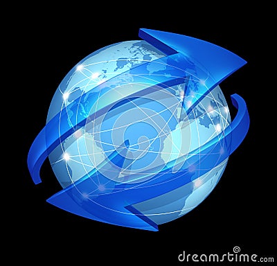 Global communications concept on black Stock Photo