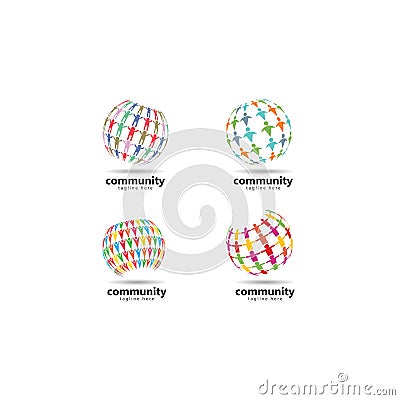 Global community network concept icon vector illustration Cartoon Illustration