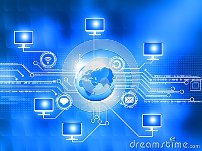 Global computer Network Cartoon Illustration