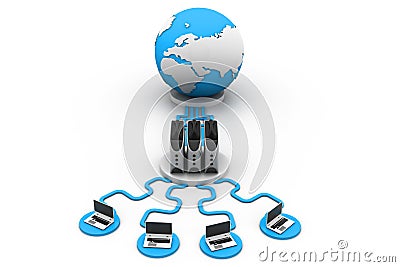 Global computer networking Cartoon Illustration