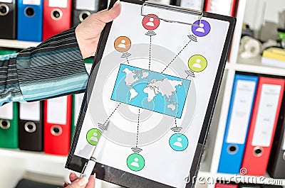 Global connection concept on a clipboard Stock Photo