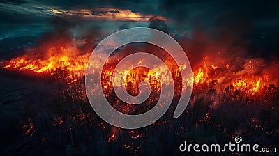 Global crisis: forests ablaze, a dire consequence of escalating wildfires. Stock Photo