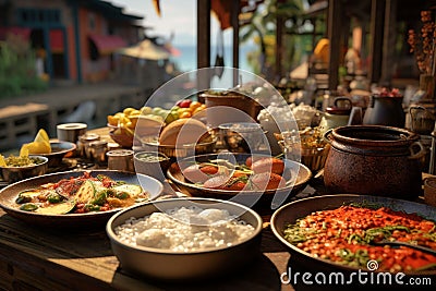 Global cuisine scenes highlighting the rich Stock Photo