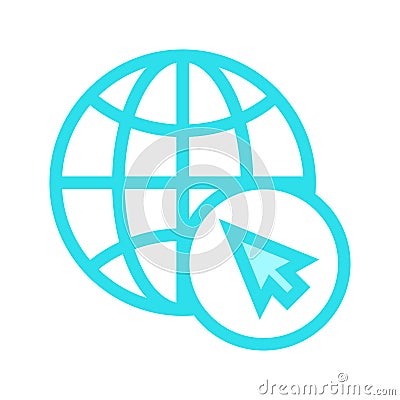 Global cursor color line icon Stock Photo