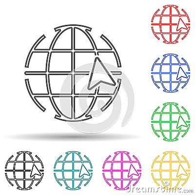 Global cursor multi color set icon. Simple thin line, outline vector of navigation icons for ui and ux, website or mobile Stock Photo