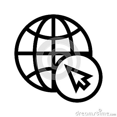 Global cursor vector line icon Vector Illustration