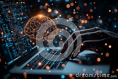 For global cyber digital transformation, consider AI generative learning or a stock brain system, or apply AI for data Stock Photo