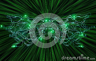 Global cyber futuristic financial computer network security concept. Big data cloud computing. Fast internet network concept Stock Photo