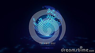 Blue global abstract hexagon net technology background,futuristic hexagon tech background,cyberspace technology background,3d inno Vector Illustration
