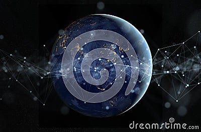 Global datas exchanges and connections system over the globe 3D rendering elements of this image furnished by NASA Stock Photo