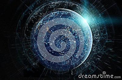 Global datas exchanges and connections system over the globe 3D rendering elements of this image furnished by NASA Stock Photo