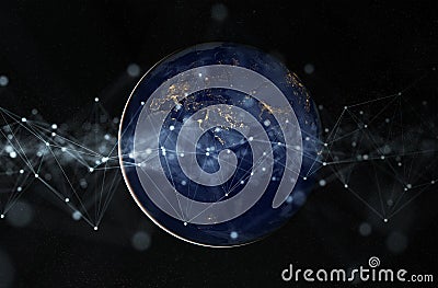 Global datas exchanges and connections system over the globe 3D rendering elements of this image furnished by NASA Stock Photo