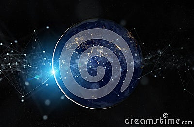 Global datas exchanges and connections system over the globe 3D rendering elements of this image furnished by NASA Stock Photo