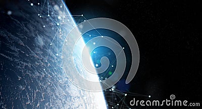 Global datas exchanges and connections system over the globe 3D rendering elements of this image furnished by NASA Stock Photo